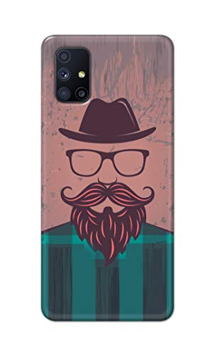 Image of PRINTFIDAA Man Icon with Beard Shirt Hipster Printed Designer Hard Case for Samsung Galaxy M51, SM-M515F / DSN Back Cover -(e) RPM1001