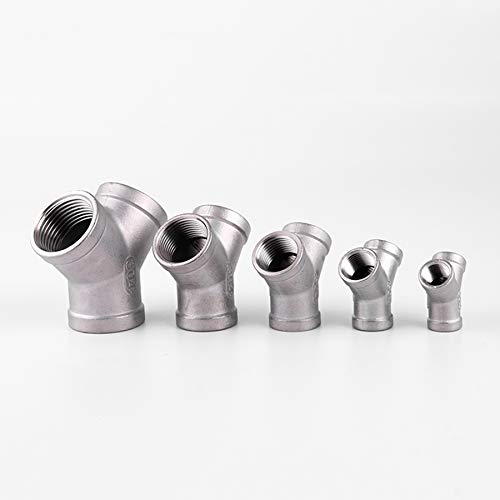 1PCS 304 Stainless Steel Y Shape 3 Ways Joint 1/4 3/8 1/2 3/4 1" 2" Female/Male Thread One Split Two Way Water Pipe Fittings(Y-Shape Female threa,2")