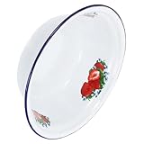 jojofuny Cuenco Esmaltado Vintage 20 Cm Color Fresa, Tazón Profundo para Sopa y Fideos, Vajilla Resistente para Almacenamiento y Mezcla en Cocina Doméstica