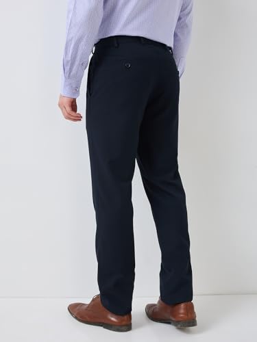 Image of Raymond Men Slim Fit Solid Pattern Poly Viscose Blend Flat Front Formal Trouser