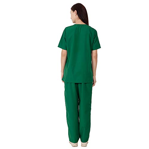 Image of RANK Women's Poly Viscose Scrub Suit for Nurses | Ot Surgical Hospital Medical Lab Scrub Nursing Uniform for Student Doctor and Dentist Size - XL (Hunter Green)