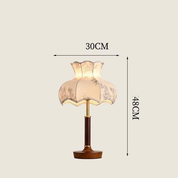 Affascinante Wooden Table Lamp Retro Bedroom Bedside Floral Fabric Lampshade Study Decorative Arredamento per la casa