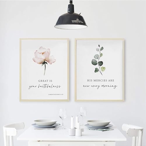 Tableaux verset biblique Lamentations 3:23 affiche florale encadrée - 3