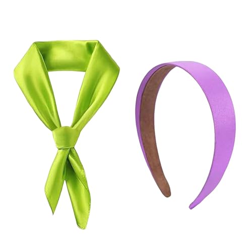 dinghaole 2 Pcs Purple Headband and Green Scarf Halloween Costume Accessories for Women for Halloween Cosplay Themed Parties and Photography Cosplay