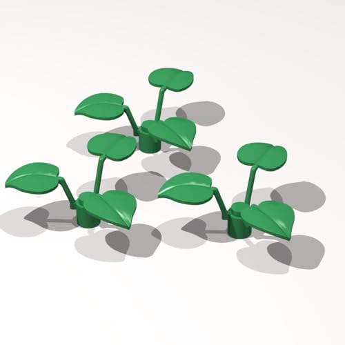 Classic Building Green Plant Stem Bulk, Plant Stem with Stud and 3 Large Leaves 100 Piece, Compatible with Lego Parts and Pieces: Plant 3 Large Leaves Green (Color: Green)