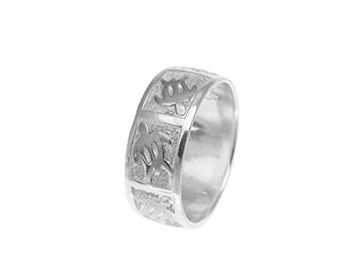 Arthur's Jewelry 925 sterling silver Hawaiian honu turtle 8mm band ring size 3-14