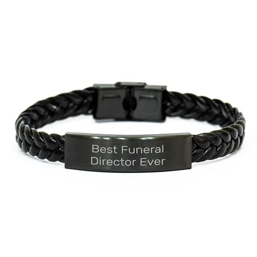 NAPAVI Funny Best Funeral Director Ever Valentine's Unique Gifts from Men to Funeral Directors - Braided Leather Bracelet - Gifts for Funeral Directors