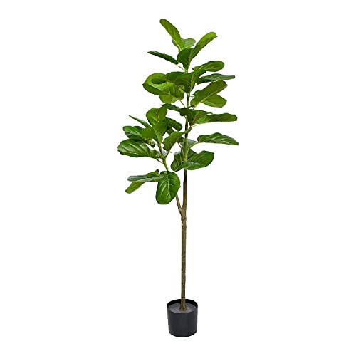 Image of Kayra Decor Artificial Fiddle Leaf Fig Tree /Faux Ficus Lyrata for Home Decor | 4.5 feet Tall, Green