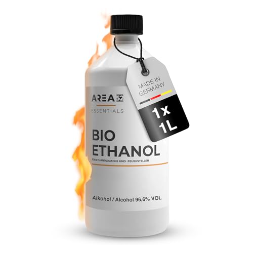 Area52 Bioethanol 1L Sets Ethanol Reiner Ethylalkohol mit 96 6% Reinheitsgrad Für Ethanolkamine Tischkamine & Bioethanol-Feuerstellen Geruchslos & rußfrei Für Indoor & Outdoor (1 x 1L)