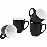 Culver 16-Ounce Bistro Ceramic Mug, Black, Set of 4