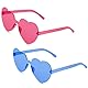 flintronic 2 Paar Hippie Herzförmige Brille, Transparente Candy Color Sonnenbrille für Geburtstagsfeier, Halloween, LNeuheit Party ustige Partybrillen für Erwachsene, Jungen und Mädchen