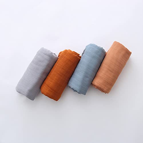 Image of Karitree 4PCS Muslin Swaddle Blanket Unisex Baby Bamboo Swaddle Wrap Soft Silky Bamboo Muslin Swaddle Blankets Neutral Receiving Blanket for Boys and Girls, Large 47 x 47 inches