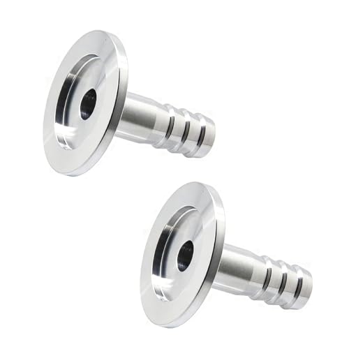 Image of QiiMii KF25 Flange to 13 mm Rubber Hose Barb Adapter Fitting 304 Stainless Steel for Vacuum, 2 Pack