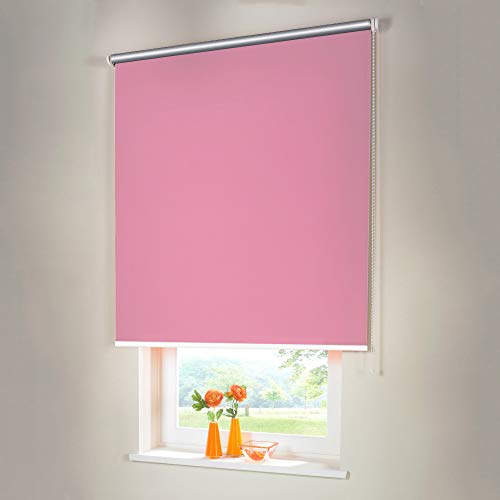 Sonnenschutz-HH® - Seitenzugrollo Verdunkelungsrollo Thermorollo - Außenmaß Breite 75 x 160 cm Höhe rosa - Lichtundurchlässig Rollo für Abdunkelung Kettenzugrollo inkl. Universalträger
