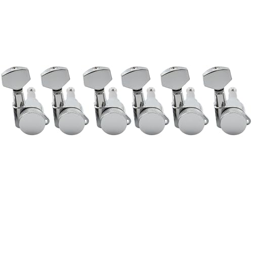 Musiclily 6 Inline Guitar Locking Tuners 6R String Tuning Pegs Keys Machine Heads Set for Fender Stratocaster Telecaster Parts, Chrome