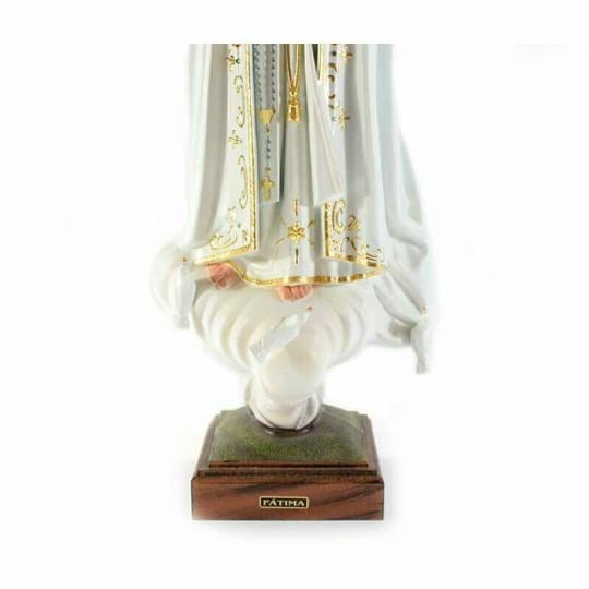 Generico ArteSacraCaravaggio Statua della Madonna di Fatima cm 77 (30,31 inches) in vetro resina con occhi in vetro decorata a mano di produzione artigianale