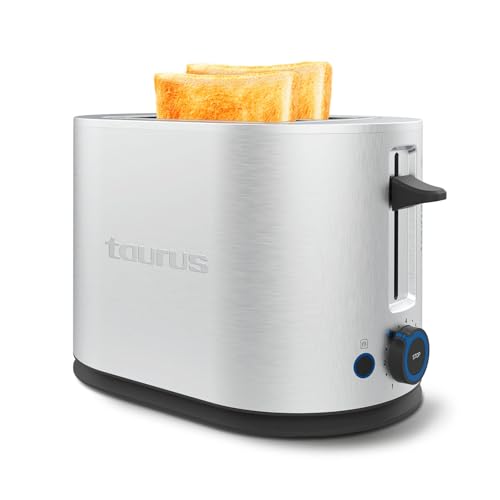 Taurus - Tostadora Mytoast II Legend | 900W | 2 Ranuras | 7 Niveles de Tostado | Funciones Descongelar, Recalentar y Cancelar | Acero Inoxidable | Bandeja Recogemigas | Elevación Extra