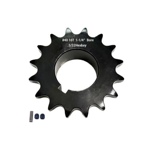 Image of #40 Sprocket 16T 1-1 /4 inch Bore Hardened Black Oxide | 1045 steel, high-frequency hardened teeth, black oxide finish, 2 set screws & key. For ANSI #40 roller chain.