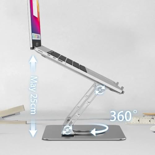 Soporte para portátil de aluminio ajustable elevador para laptop giratorio 360 plegable 6
