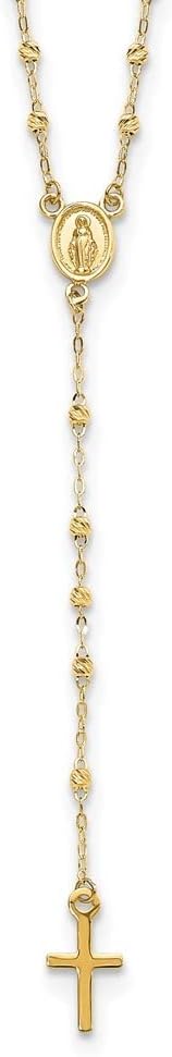 Diamond2Deal 14k Gold Polished & Diamond Cut Rosary Necklace