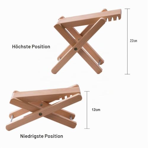 Rayzm Gitarren Fußhocker aus Holz, Klassische Höhenverstellbare Fußablage mit Vier Einstellbaren Stufen, Holzschemel für Banjo und Gitarre