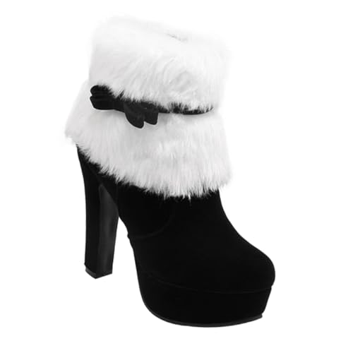 Bottines peluche courte femme plateforme épaisse contre pieds froids Noël