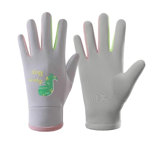 keynoyin Elementary School Students' Outdoor Warm Gloves, Waterproof and Cold-Proof Cycling Gloves - Root Pink - [8-15 Years Old]