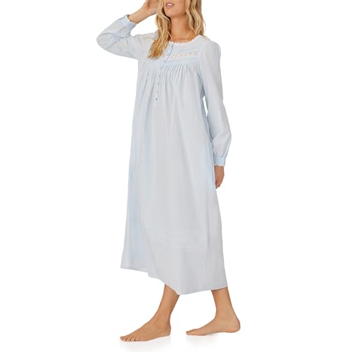 Eileen West Queen Anne’s Lace Womens Sleepwear & Loungewear - Heirloom Dream Collection - 100% Cotton Longsleeve Nightgown