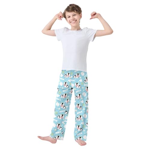 Milk Cow Love Boys Long Pants Soft Trousers Elastic Waist Kids Lounge Bottoms with Pockets S-XL2
