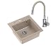 Produktbild VBChome Spüle mit Armatur 52 x 50 cm Beige Tiefes Becken Küche Einbauspüle Verbundspüle Küchenspüle Einzelbecken Einbauspüle Verbundspüle + Siphon