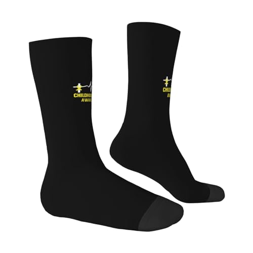 Childhood Cancer Awareness Yellow Ribbon Moisture Wicking Crew Socks Athletic Half Calf Socks Unisex Novelty Design Comfortable Breathable53