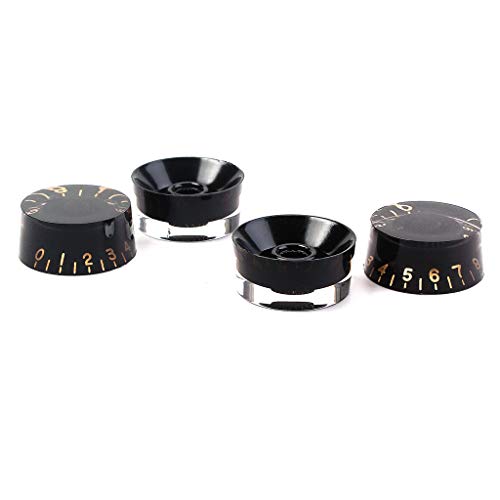 Alnicov Lot de 4 boutons contrastés pour guitare électrique Noir transparent avec mot doré - Les Beatles, Paul McCartney, John Lennon, RIngo Starr, George Harrison Alnicov Lot de 4 boutons contrastés pour guitare électrique Noir transparent avec mot doré – Image 5