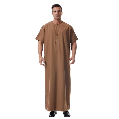 Abaya homme coupe droite traditionnelle qamis élégant avec finitions soignées en fermeture