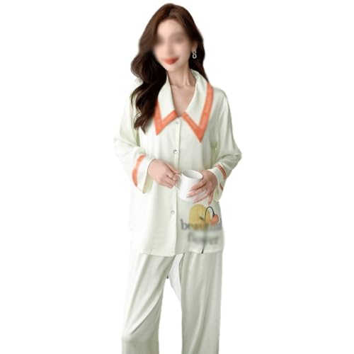 Ensemble rétro fin à manches longues pour femmes - Vêtement de nuit fluide printemps été