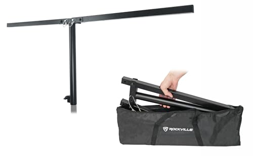 Rockville ACC-B Collapsible T-Bar Lighting Bar for 35MM Pole Stand, Travel Bag Included, 4 Light Mounts, Portable, Perfect for DJs/Events/Lights