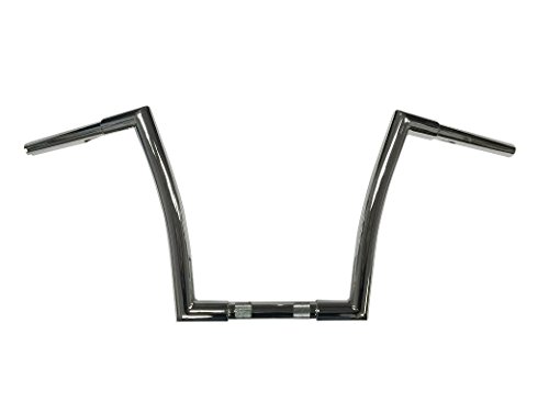 Dominator Industries 1 1 4 Inch Miter Cut Ape Hanger Bars, 12 Inch Rise, Chrome Compatible With 1996-2018 Dyna, Softail, Sportster and 1998-2013 Road Glide