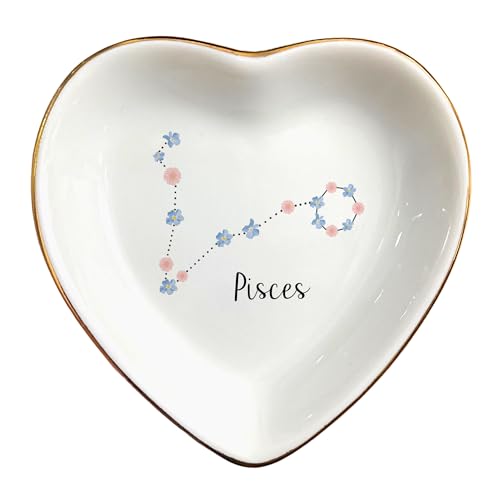 Plato de joyería Piscis con flores del mes de nacimiento para organizar aretes y collares 2