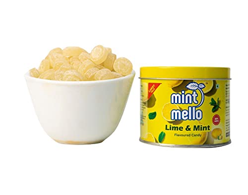 Image of CandyVille Mint Mello Lime Mint Candy Tin (340 Gm) | Mild Mint | Lemon Drops With Menthol | Flavoured Candy