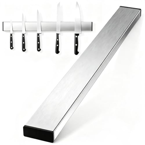 Newaner Porte Couteau Magnetique 30cm, Barre à Couteaux Aimantée, Piste Lame magnétique, Aucun perçage requis pour l'installation, Peut Absorber Outils en Fer, cuillères, pelles, Aimant Couteau Mural