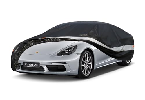 Image of 10 Layers Car Cover Custom Fit for Porsche 718, Boxster, Cayman(1996-2026), Waterproof All Weather for Automobiles, Outdoor Full Cover Sun Dust Rain Protection with Cotton. Black