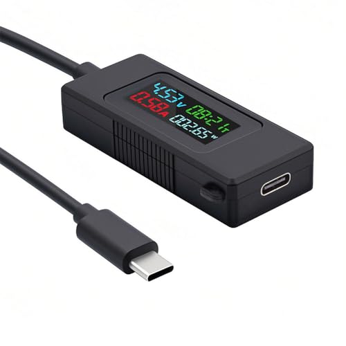 Image of Adapter Type-C Voltage Current Power Capacity, Working Time Ammeter Voltmeter USB Cable Charger Detector USB-C Tester 4-30V 0-6.5A Digital Multimeter