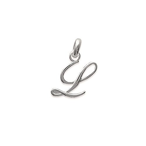 Pendentif en Argent 925/000 Rhodié - Lettre L - Bijoux Femme Homme Mixte Enfant Fille Garçon