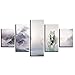 Produktbild Chladdl Leinwand HD Drucke Gemälde Wandkunst 5 Stücke Nebelwald Wölfe Wildpferde Poster Modular Home Decor Abstrakte Bilder