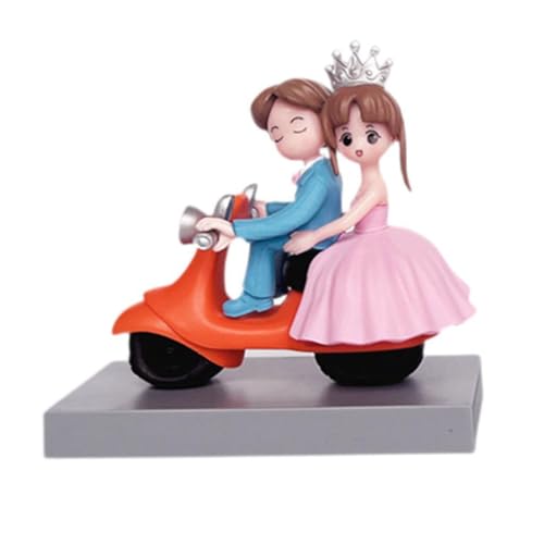 Milageto Adorno para Tarta de Pareja de Novios, Figura en Miniatura Realista y Paisaje de Corona para Bodas para Fiestas, Azul Rosa