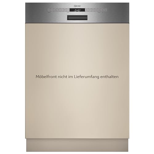 Neff S145EAS01E, N 50, Smarter Geschirrspüler Teilintegriert, 60 cm, Edelstahl, Besteckkorb, Made in Germany, automatische Türöffnung...