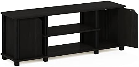Furinno Stand, TV Unit, Entertainment Center with Shelves and Storage, Engineered Wood, Espresso/Black, 111.3(W) x 40.6(H) x 29.7(D) cm