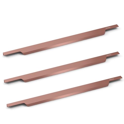 Image of Plantex Profile Handle for Kitchen Cabinet /24 Inch Aluminium Drawer Profile Handle /Wardrobe Pull Handle for Home /Office /Hotel - Pack of 3 (Rose Gold)