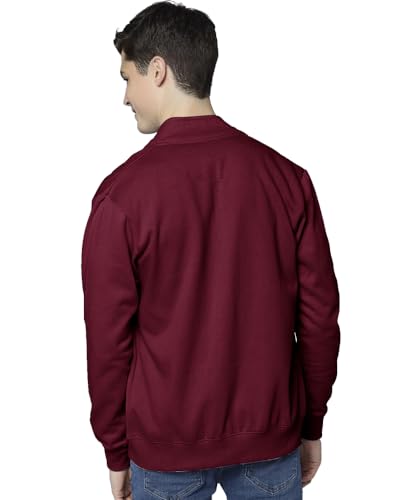 Image of EYEBOGLER Men's Solid Henley Neck Full Sleeves Regular Fit Sweatshirt