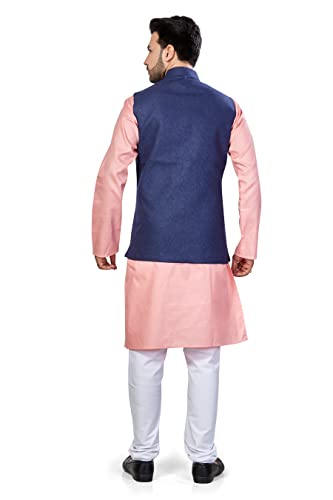 Image of BE ACTIVE Linen Blend Solid Pattern Trendy Comfortable Stylish Full Sleeve Kurta Pajama Set with Jacket Nehru Style Koti for Men's Ethnic Wear