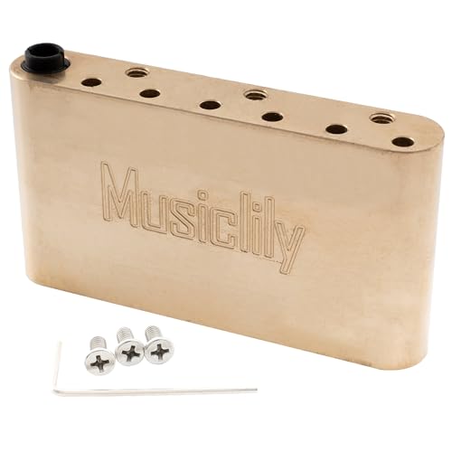 Musiclily Ultra Full Brass 40mm Tremolo Block 52.5mm String Spacing for Strat Style Electric Guitar Wilkinson M Series Bridge
